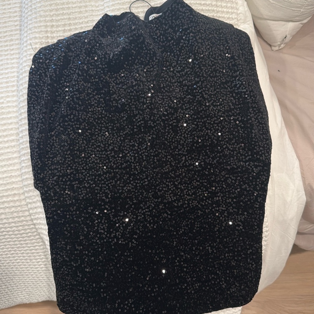 Sequin high neck top by ZARA